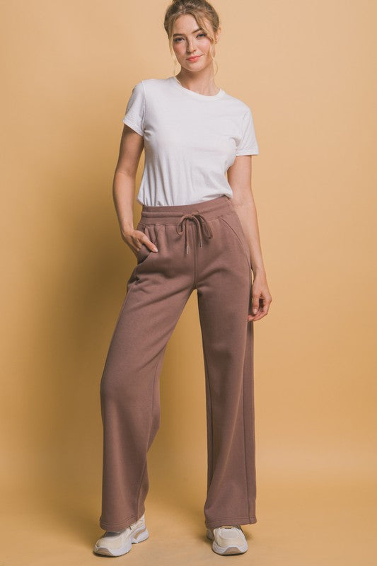 Love Tree Drawstring Wide Leg Sweatpants with Pockets - 1985 the VAULT Boutique