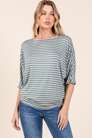 BOMBOM Striped Boat Neck Dolman Sleeve Top - 1985 the VAULT Boutique