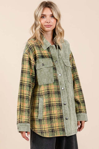 Mittoshop Plaid Button Down Drop Shoulder Jacket - 1985 the VAULT Boutique