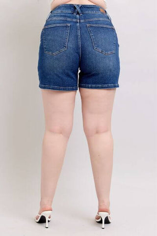 Judy Blue Full Size Double Button Waistband Denim Shorts Plus Size - 1985 the VAULT Boutique