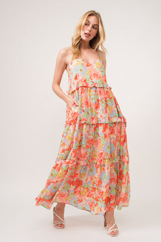 And The Why Floral Ruffled Tiered Maxi Adjustable Strap Cami Dress - 1985 the VAULT Boutique