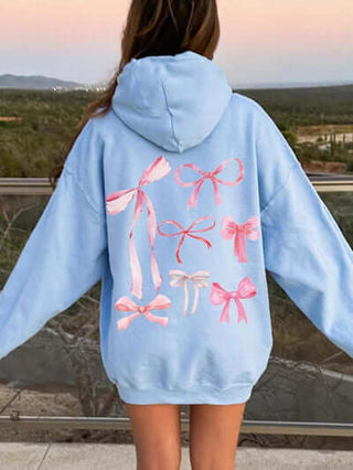 Bow Print Long Sleeve Hoodie - 1985 the VAULT Boutique