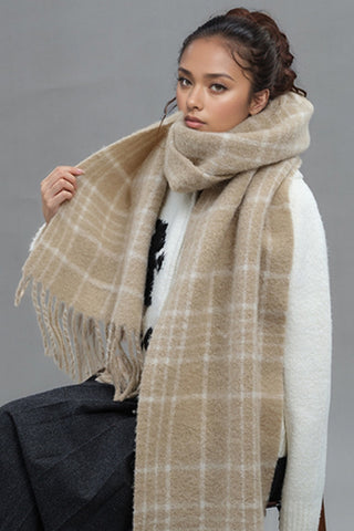 Fringe Plaid Thermal Scarf - 1985 the VAULT Boutique