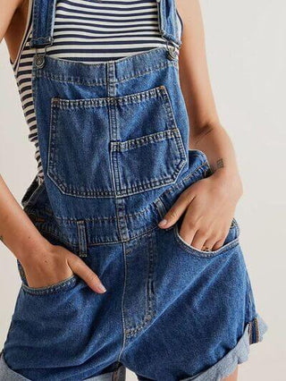 Wide Strap Square Neck Denim Overalls - 1985 the VAULT Boutique