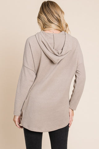 BOMBOM Contrast Drawstring Drop Shoulder Knit Hoodie - 1985 the VAULT Boutique