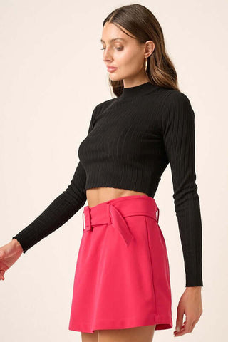 Mittoshop Mock Neck Long Sleeve Crop Knit Top - 1985 the VAULT Boutique