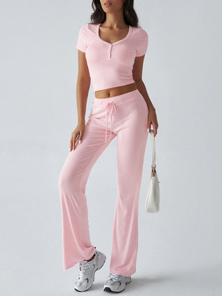 Devine Short Sleeve Top and Drawstring Pants Set - 1985 the VAULT Boutique