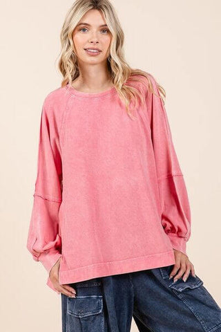 Mittoshop Mineral Wash Raglan Long Sleeve Oversized Top - 1985 the VAULT Boutique