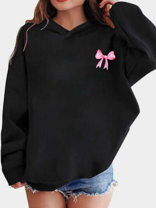 Bow Print Long Sleeve Hoodie - 1985 the VAULT Boutique