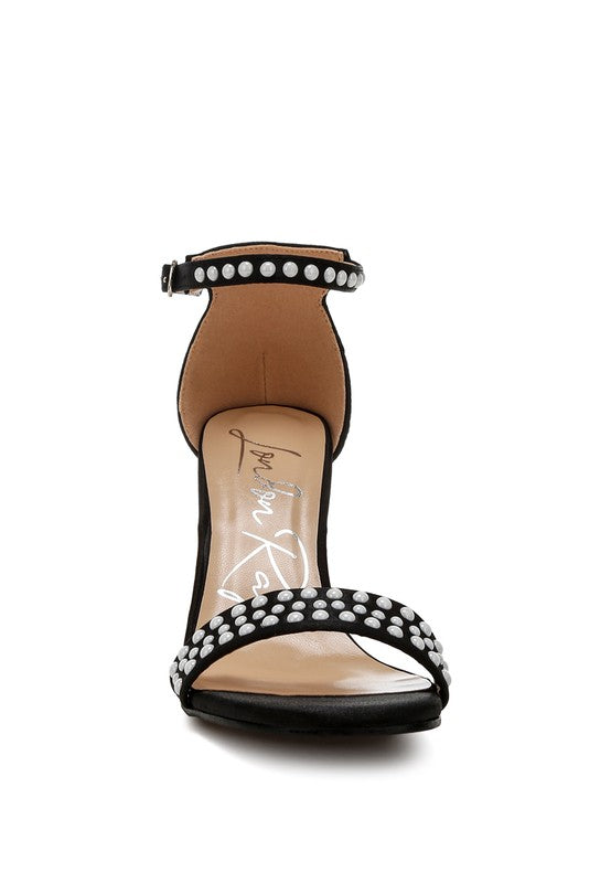 Klebba Pearls Embellished Satin Sandals - 1985 the VAULT Boutique