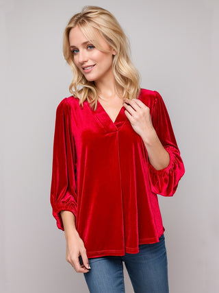 V-Neck Three-Quarter Sleeve Blouse - 1985 the VAULT Boutique