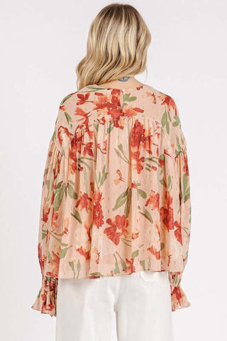 Mittoshop Floral Round Neck Flounce Sleeve Blouse - 1985 the VAULT Boutique