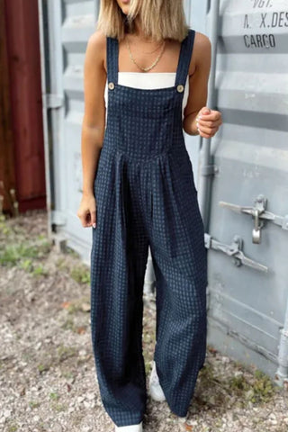 Plaid Wide Strap Wide Leg Overalls - 1985 the VAULT Boutique