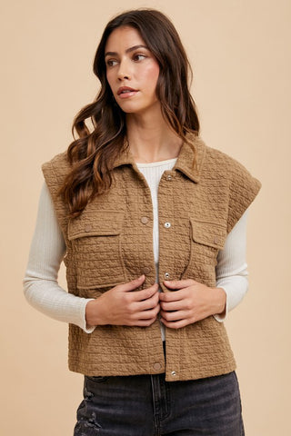 Annie Wear Puzzle Quilted Snap Down Vest Coat - 1985 the VAULT Boutique