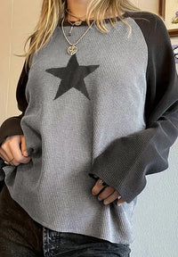 Star Round Neck Raglan Sleeve Top - 1985 the VAULT Boutique