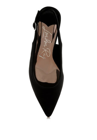 Vinca Satin Pointed Toe Slingbacks - 1985 the VAULT Boutique