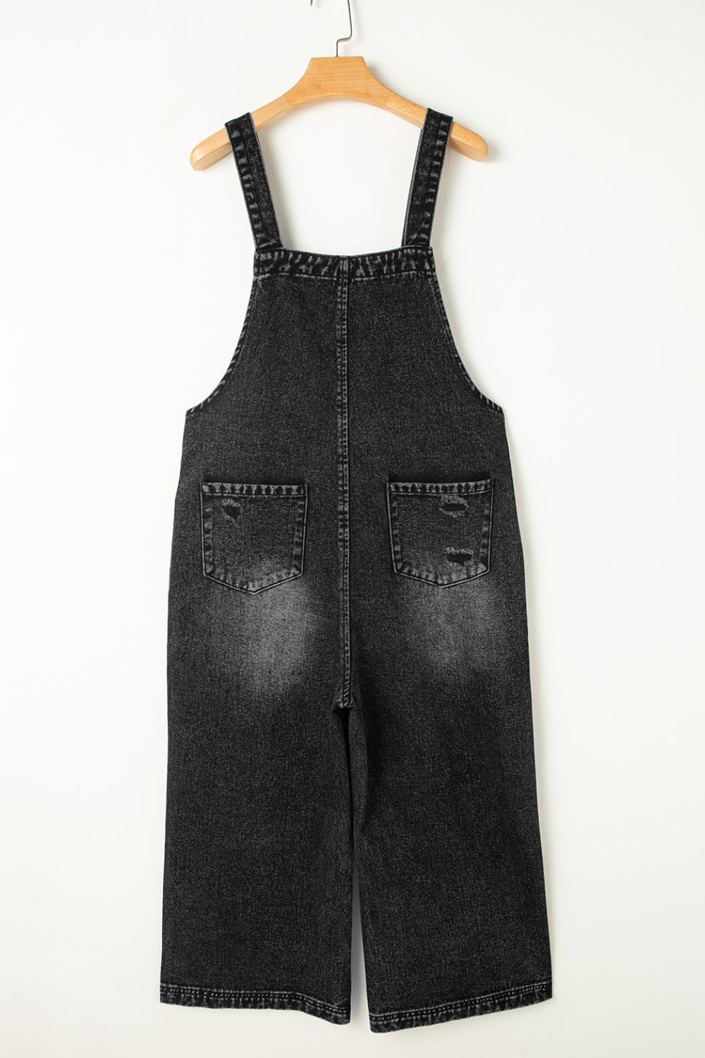 Distressed Wide Strap Denim Overalls - 1985 the VAULT Boutique