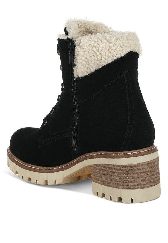 Madoka Fur Collar Chunky Ankle Boots - 1985 the VAULT Boutique