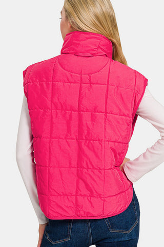 Zenana Zip Up Cropped Puffer Vest with Pockets - 1985 the VAULT Boutique