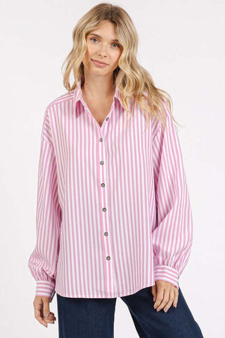 Mittoshop Button Down Striped Long Sleeve Shirt - 1985 the VAULT Boutique