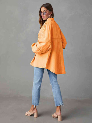 Dropped Shoulder Raw Hem Jacket - 1985 the VAULT Boutique