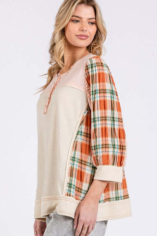 SAGE + FIG Exposed Seam Button Detail Plaid Top - 1985 the VAULT Boutique