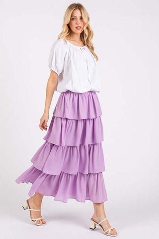 Mittoshop Chiffon Ruffle Layer Elastic Waist Midi Skirt - 1985 the VAULT Boutique