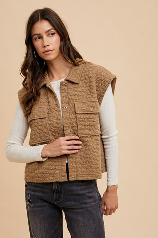 Annie Wear Puzzle Quilted Snap Down Vest Coat - 1985 the VAULT Boutique