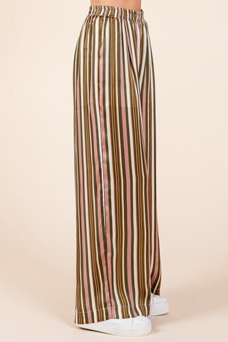 Mittoshop Striped Satin Elastic Waist Wide Leg Pants - 1985 the VAULT Boutique