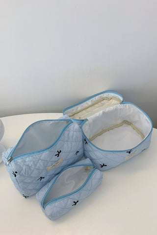 3 Piece Bow Quilted Cloth Storage Bag Set - 1985 the VAULT Boutique