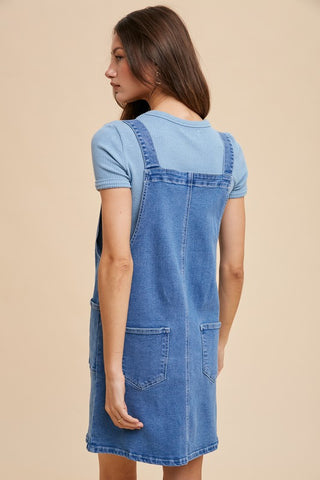 Annie Wear Wide Strap Denim Overall Dress with Pockets - 1985 the VAULT Boutique