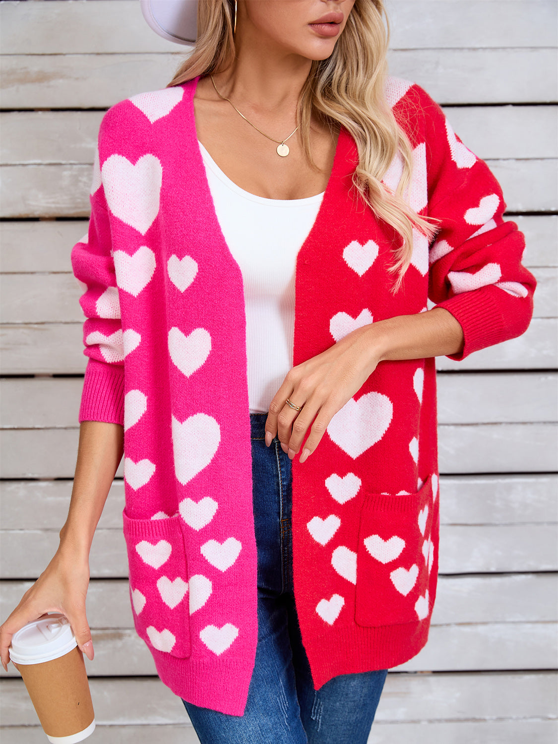 Angel Wings Heart Open Front Long Sleeve Cardigan - 1985 the VAULT Boutique