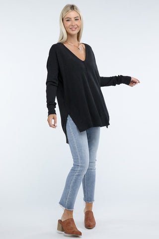 Hi-Low Hem Basic Front Seam Sweater - 1985 the VAULT Boutique