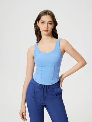 Millennia Round Neck Wide Strap Active Tank with Detachable Chest Pads - 1985 the VAULT Boutique