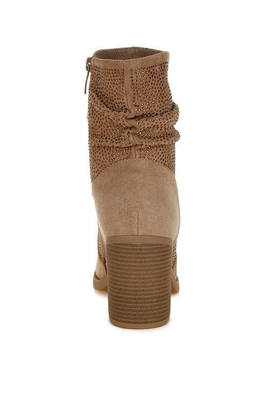 Chinar Rhinestone Studded Slouchy Ankle Boots - 1985 the VAULT Boutique