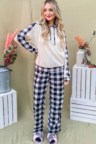 And The Why Drawstring Hooded Top and Plaid Pants Lounge Set - 1985 the VAULT Boutique