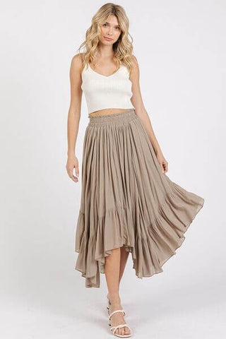 Mittoshop Handkerchief Hem Elastic Waist Pocket Midi Skirt - 1985 the VAULT Boutique