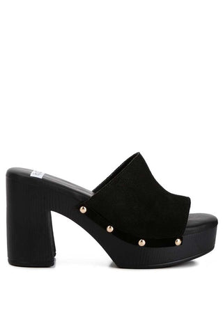 Cartera Suede High Block Heel Mules - 1985 the VAULT Boutique