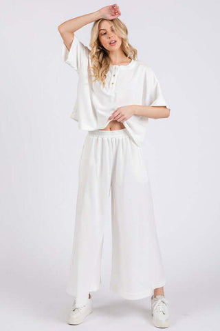 Ces Femme Half Button Half Sleeve Top and Pants Set - 1985 the VAULT Boutique