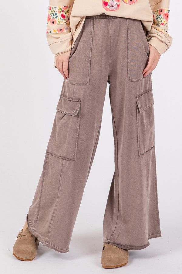 SAGE + FIG Knit Terry Mineral Wash Wide Leg Pants - 1985 the VAULT Boutique