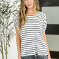All Lined Up Dolman Sleeve Top in Black Ivory