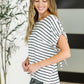 All Lined Up Dolman Sleeve Top in Black Ivory
