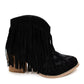 Amos Fringe Ankle Bootie in Black Suede - 1985 the VAULT Boutique