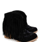 Amos Fringe Ankle Bootie in Black Suede - 1985 the VAULT Boutique