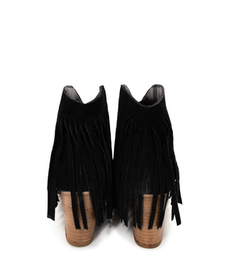 Amos Fringe Ankle Bootie in Black Suede - 1985 the VAULT Boutique