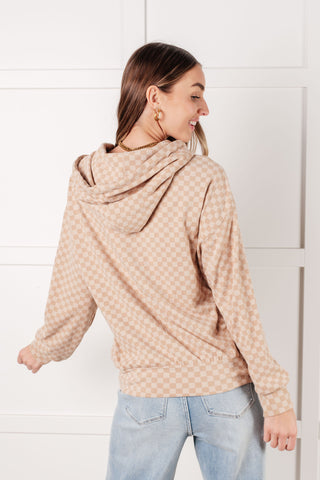 Ask Me Out Checkered Hoodie in Khaki - 1985 the VAULT Boutique