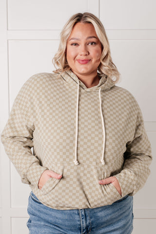 Ask Me Out Checkered Hoodie in Sage - 1985 the VAULT Boutique