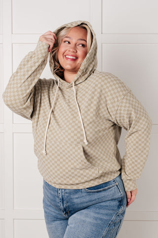 Ask Me Out Checkered Hoodie in Sage - 1985 the VAULT Boutique