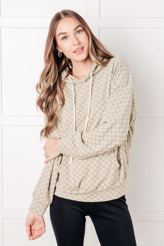 Ask Me Out Checkered Hoodie in Sage - 1985 the VAULT Boutique