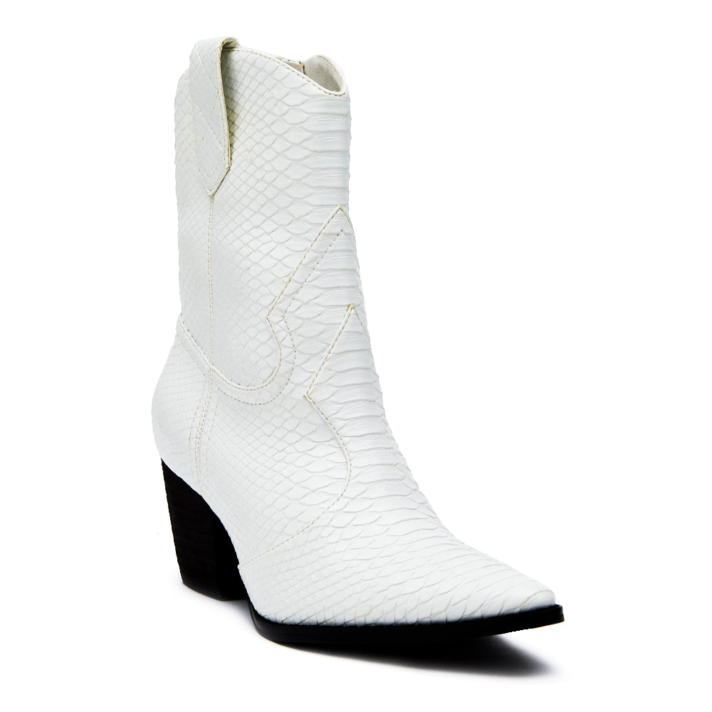 Bambi Western Boot in White Snake